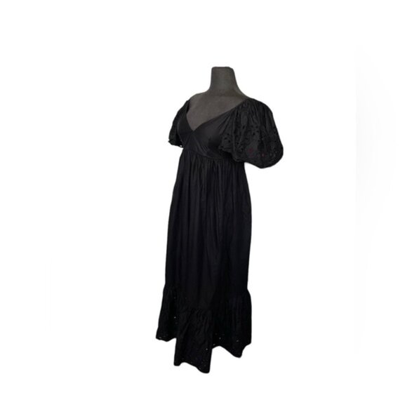 Zara Open Work Embroidered Dress Black Size Small - Picture 4 of 8